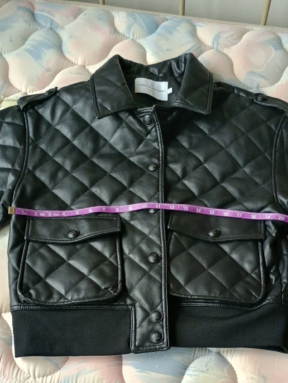 Faux Leather Quilted Bomber Jacket